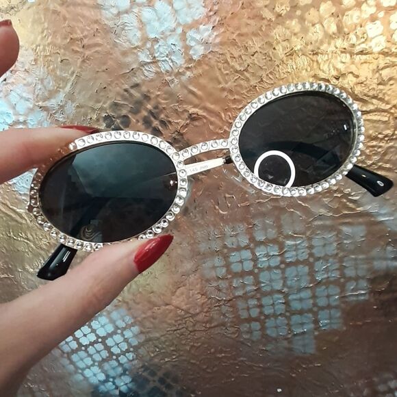 Zara Nwot Black and Gold Bejeweled Sunglasses - Picture 12 of 14